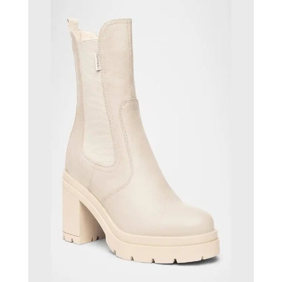 NEROGIARDINI Heeled Leather Chelsea Boot Booties Beige Khaki 9 - Picture 2 of 13